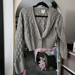 Hippie Rose Sage Green Knit Cardigan